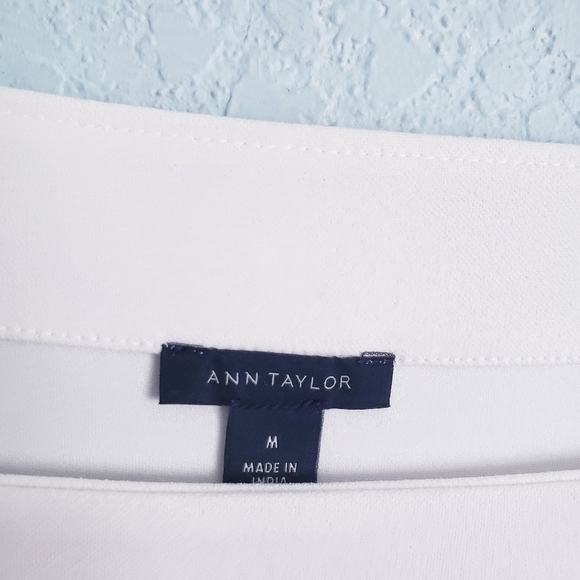 Ann Taylor White Square Neck Floral Eyelet Long Sleeve Blouse - Picture 6 of 9